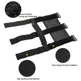 4x Black Roll Bar Grab Handle Grip Handle for Jeep Wrangler Paracord Handle