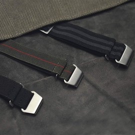 Onthelevel French Troops Parachute Bag for Nylon Elastic Belt Watchband 18mm 20mm 22mm Watch Strap (18mm, bk Grey bk Grey-Silver Buckle)