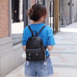 zhongningyifeng Backpack for Women Small Cute PU leather, Mini Rucksack Fashion Travel for Teen Girls (black)