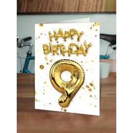 Brainbox Candy - 9th Birthday Card - Age 9 - Beautiful White Gold Foil Effect Age Card - Birthday Cards For Boys Girls Children - Kids Age Cards