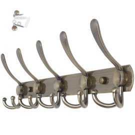WEBI Coat Rack Wall Mount,Coat Hanger Wall,Coat Hooks Wall Mounted,5 Triple Hooks for Hanging Coats,Hats,Jacket,Clothes,Bronze