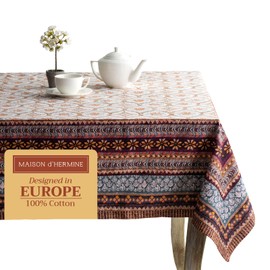 Maison d' Hermine Table Cloth Rectangle Table 100% Cotton 60 x 90 Inches Tablecloth Reusable Decorative Everyday Use for Dining Room, Farmhouse, Home, Party, Festive & Wedding - Fair Isle