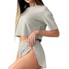 Remidoo Womens Ribbed Side Slit Shorts Crop Top Pajamas Set