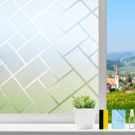 MAGIDEKOR Window Privacy Film with 3 Installation Tools, Frosted Glass Window Film,Static Clings UV Blocking Reusable Decorative Window Film for Bathroom Home Office,Rectangle,17.5 Inch X 6.5 Feet