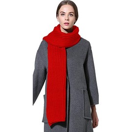 NEOSAN Women Men Winter Thick Cable Knit Wrap Chunky Warm Scarf Red Hor