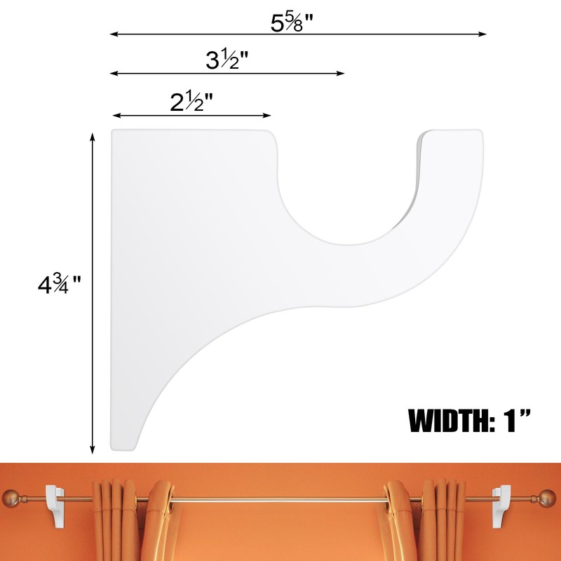 Briwooody 4 Pack Wooden Curtain Rod Brackets Curtain Rod Holder