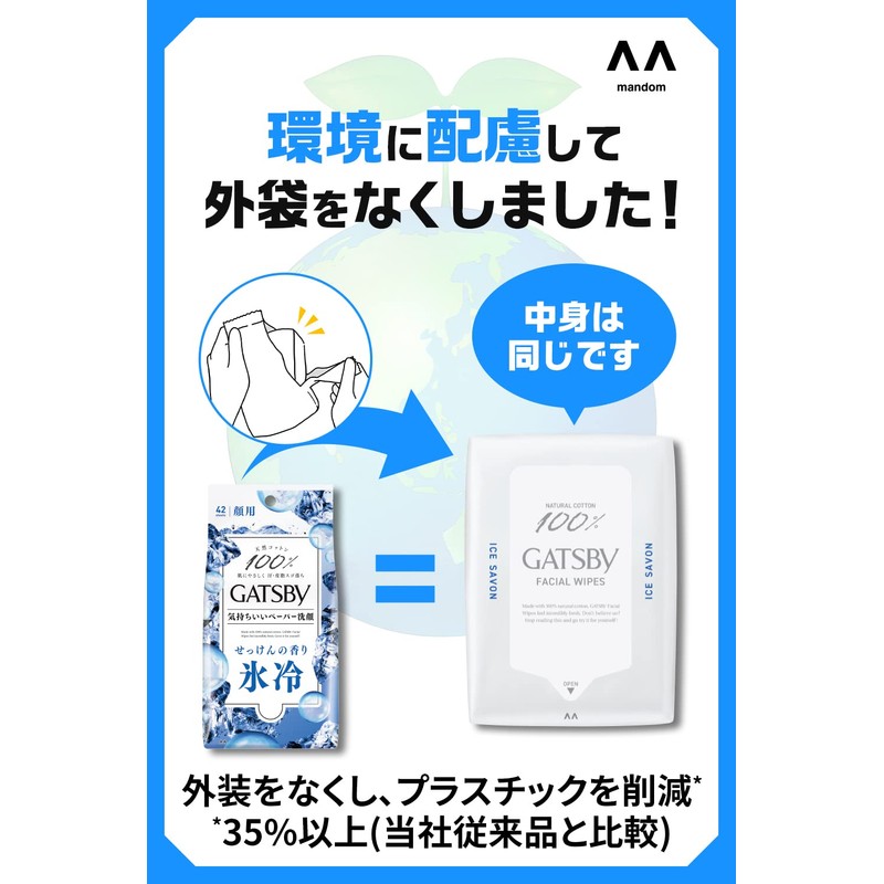 GATSBY Facial Paper, Ice Type, Soap Scent, Refreshing Ice-cold Men's,