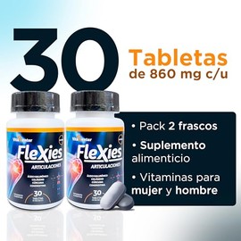 Flexies  Suplementos Alimenticios  Pack de 2  Tabletas de cido Hialurnico, Colageno y Curcuma  Suplemento para Articulaciones y Skincare  Contiene... 