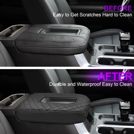 Center Console Cover for Chevy Silverado GMC Sierra Accessories 2019-2024 Protecting Your Center from Harm Only fit for Jump Seat Console Leather Armrest Cover |Preserve your Truck New Appearance|