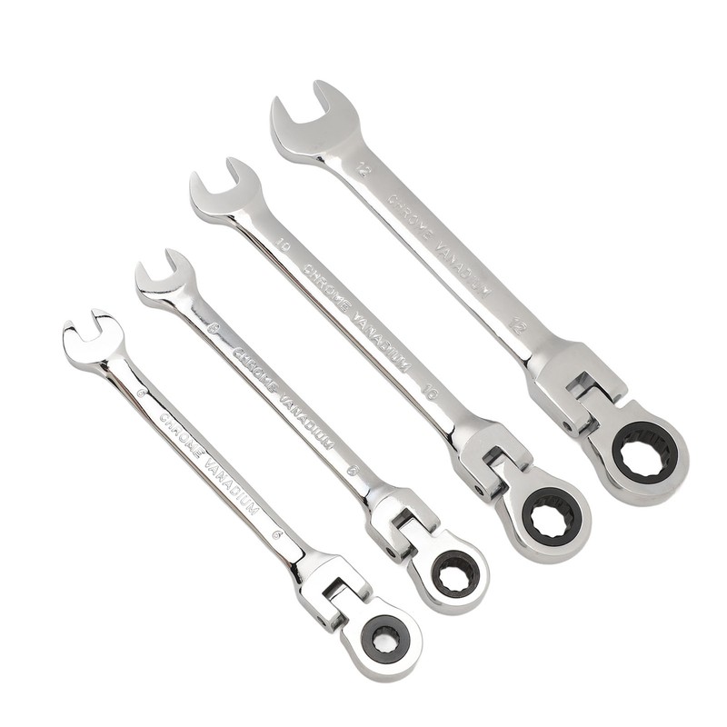 Flex Head Ratcheting Combination Wrench Set Chrome Vanadium Steel Quick