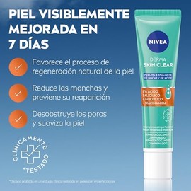 NIVEA Derma Skin Clear Night Exfoliator Tratamiento facial con ácido glicólico, ácido salicílico y niacinamida, fórmula de cuidado facial sin enjuague