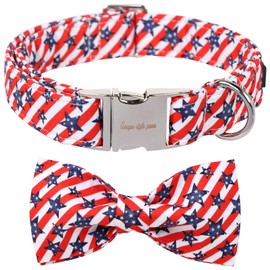 Unique style paws Independence Day Dog Collar with Bow Striped Star Puppy Collar for Small Medium Large Boys Girls Dogs