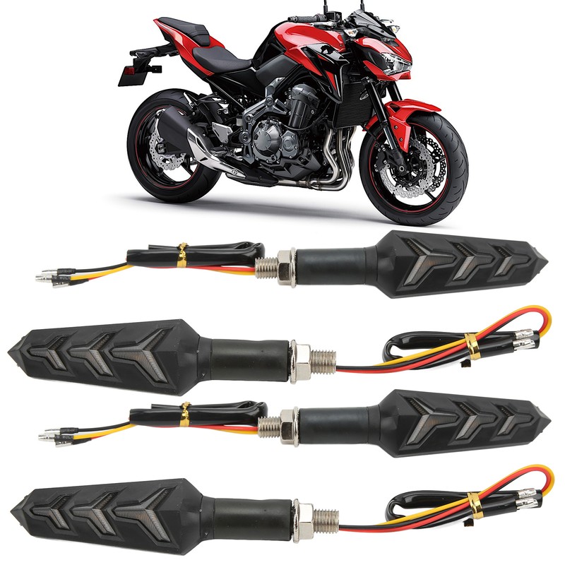 4Pcs Motorcycle LED Turn Signals Daytime Running Lights Blinker Front