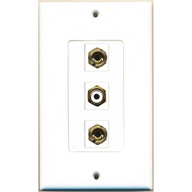 RiteAV - 1 Port RCA White 2 Port Banana Speaker Decorative Wall Plate - White