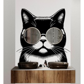 Cat Wall Decal Cat Kids Cat Wall Art Decal Cat Lover Animals Cat Wall Bathroom Wall Decals Stickers Vinyl Design 6
