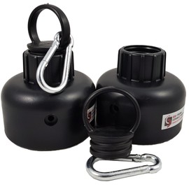 UvV 2 x Flex Post Barrier Chain Cap with Eyelet and Carabiner (+ 10 m Chain Yellow Black)