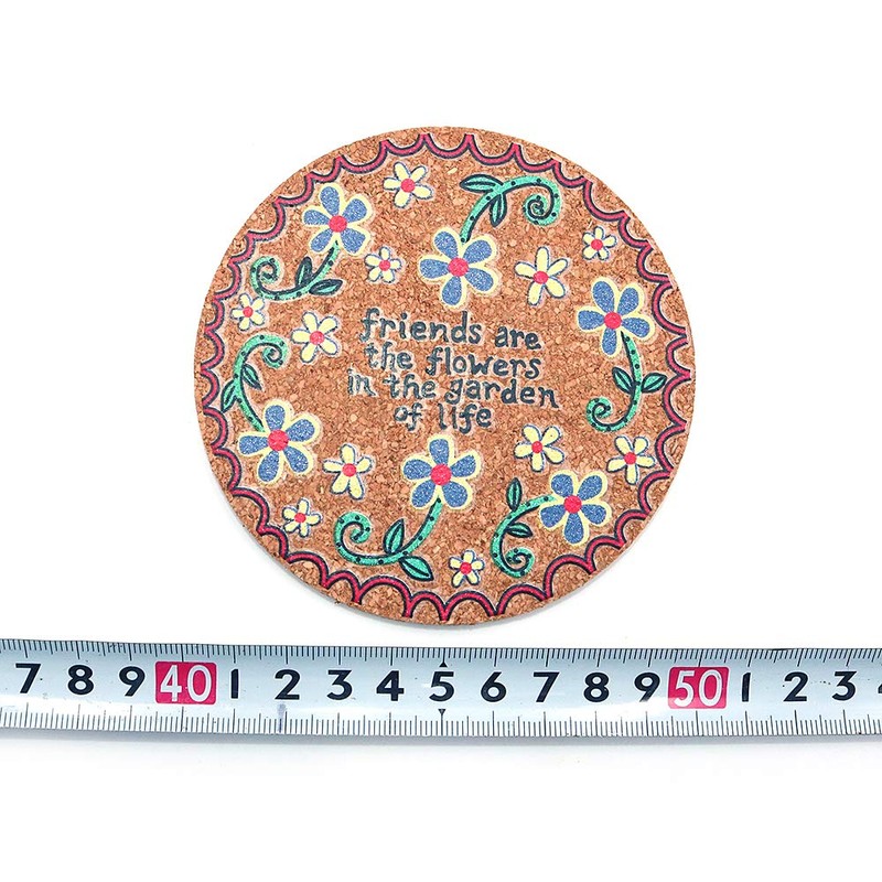 Shiwaki 4 Pack Diameter 4" Cork Round Coasters Set Reusable