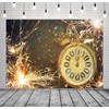CORFOTO 8x6ft New Year's Eve Backdrop Golden Fireworks Sparklers Clock