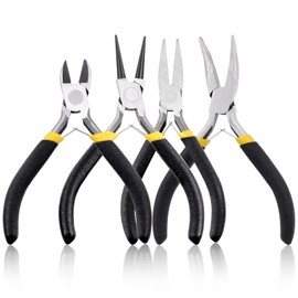 Tanstic 4Pcs Jewelry Pliers Set, Jewelry Making Pliers Tools Kit Includes Round Nose Pliers, Flat Nose Pliers, Bent Nose Pliers, Wire Cutter for Jewelry Making, Beading, Wire Wrapping