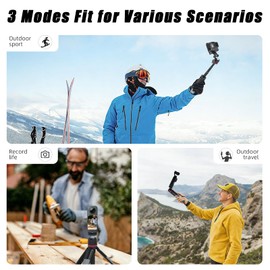 Mini Selfie Stick Action Camera Tripod Compatible with DJI OSMO Action 6/5Pro/4/Pocket 3 360 Gopro Hero 13/Max/MAX2, Insta 360 X5/X4/X3 Extendable Handheld Tabletop Stand for Vlogging