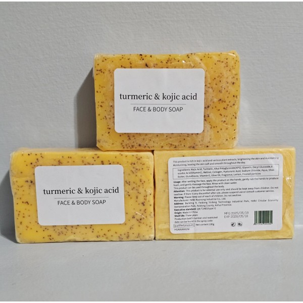 Kojic 3set/Handmade Tumeric Lemon + Kojic Acid Soap Skin Whitening