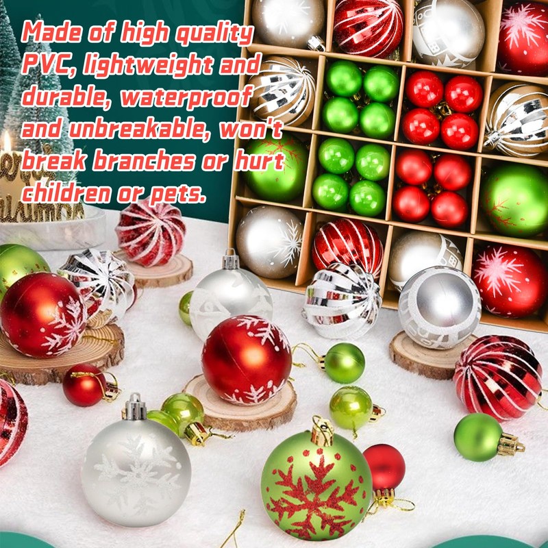YBCCBY 44Pcs Christmas Baubles Christmas Balls Ornaments Christmas Tree Baubles