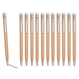 PATIKIL Slim Metallic Ballpoint Pen, 12Pcs Black Ink 1mm Medium Point Pen Retractable Lightweight Smooth Writing Pens with Metal Clips for Business Office Wedding Guest Book, Gold Tone