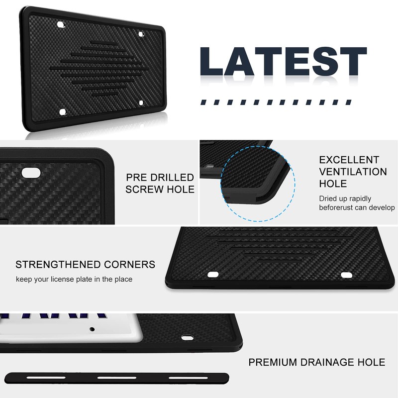 Intermerge License Plate Frames, 2 Pack, Universal US Car Black