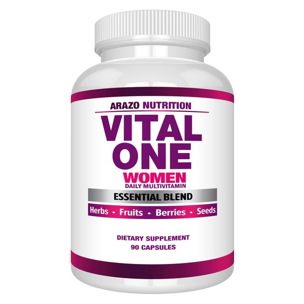 Arazo Nutrition Vital One Multivitamin for Women - Daily Wholefood Supplement - 90 Vegan Capsules