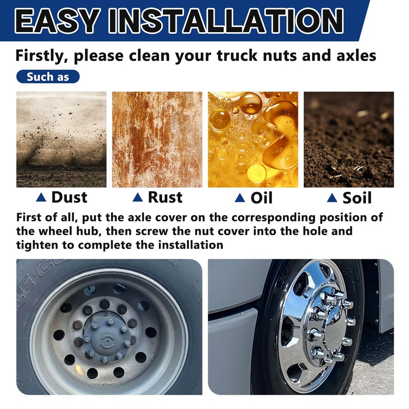 czyopo Spiked Complete Axle Wheel Cover Set with 33mm Thread-on