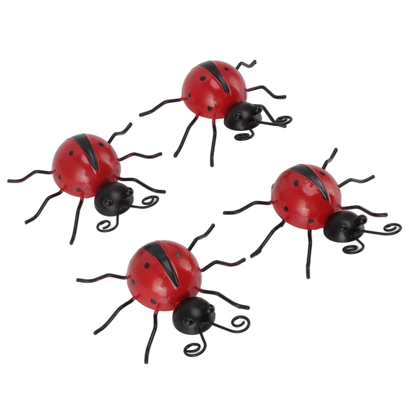 4Pcs Ladybug Wall Decoration Iron Ladybug with Black Spots Ladybug