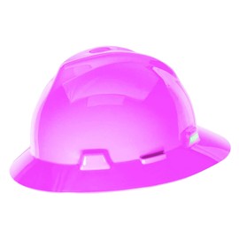 MSA Safety 10156374 V-Gard Slotted Full-Brim Hat, Hot Pink, w/Staz-On Suspension