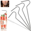 (4 straws + 4 cleaning brushes)(Silver) Original stainless steel wrinkle