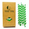 Green and White Striped Paper Straws, 100 Pack Biodegradable Disposable