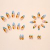 24Pcs Almond False Nails Short, French Tips Press on Nails