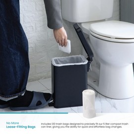 Home Zone Living 1.3 Gallon Trash Bags with Fresh Scent, Heavy Duty Custom Fit Design for 5 Liter Wastebasket Liners, Code 5S, 120 Count