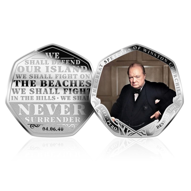 The Koin Club Winston Churchill Famous Speeches 3 Colour Silver