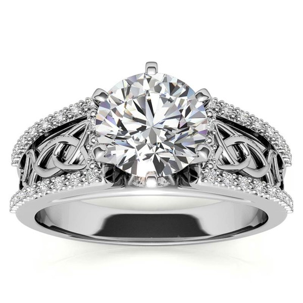 Luyona Celtic Knot Moissanite Engagement Ring 1.0 CT Round Cut