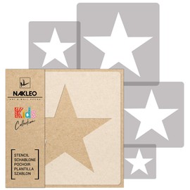 NAKLEO Painting Stencils Set for Kids, 5 Pcs Templates 9x9 to 34x34cm Star, Plastic and Reusable Drawing Stencils, Children Room Decor, Craft DIY Wall Furniture