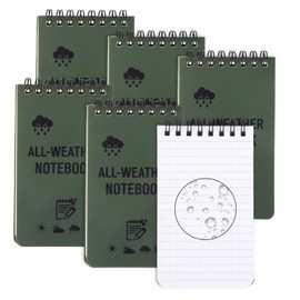 Qiuruoo 6 Pack Waterproof Notepad, 3 x 5 Pocket Notebook, Police Notepad with 100 pages, All Weather Pocket Sized Notebook Suitable for Outdoor, Office, School, Memo(Green)
