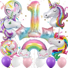 1st Birthday Decorations: Girl Theme Party Supplies with Number 1 Foil Balloons