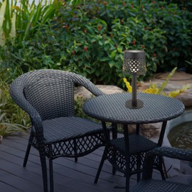 bmf-versand® Solar Lamp for Outdoor Standing Table Lamp with Pattern - Solar Light Garden 21 cm High Black - Outdoor Light Garden Lamp LED with Switch - Light Solar Outdoor Lamp IP 44