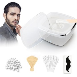 Nose Wax Kit Men Nose Hair Wax Kit with 50g Wax & 15 beard & 20 Wooden Stick & 30 Applicators USB Hair Waxing Kits Rapid Heating Constant Temperature Painless Easy