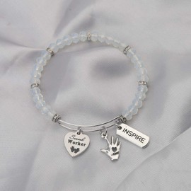 LQRI Social Worker Gifts MSW Graduation Gift Social Worker Charm Adjustable Bracelet Appreciation Gift for Social Worker Class of 2024 MSW Graduates Gift (bangle bracelet)