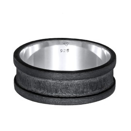 Kuzzoi Solid Men's Ring Wide Band Ring (8 mm) Wide in 925 Sterling Silver, Silver Ring Oxidised in Basic Black Design, Ring for Men in Ring Size 60 – 66, 0607691620, Sterling Silver