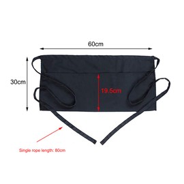 3 Pocket Waist Apron Men's Waitress Short Apron for Kitchen, Dining Room and Garden, Holds Pens, Note Pictures, Server Manuals, black
