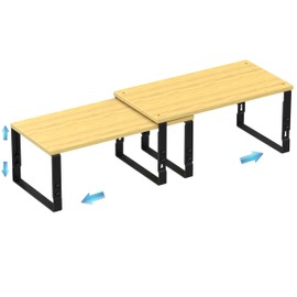 Expandable Kitchen Cabinet Organizer Shelves – Stackable Adjustable Metal and Wood Storage Racks for Countertop, Pantry, Garage Set of 2 Spice Rack – Easy Assembly, Space-Saving(1 Pack/Large/Black)