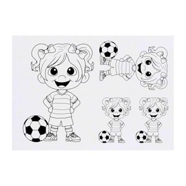 4 x 'Football Player Girl' Temporary Tattoos - Water Resistant, Skin-Safe, Non-Toxic Transfers, Mixed Sizes (TO00080754)