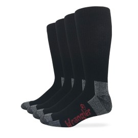 Wrangler Riggs Workwear Mens Ultra Dri Mid Calf Boot Socks 4 Pair (Black, Men's Shoe Size 9-13 - Sock Size Large)