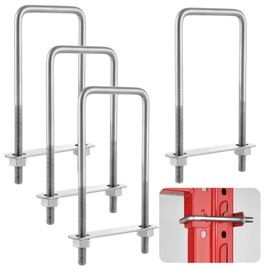 4 Pcs Square U Bolts, 3/8"×3"×7" Stainless Steel U Clamp Bolts with Nuts and Frame Plates, Sturdy Square U Bolts for Boat Trailer, Tube